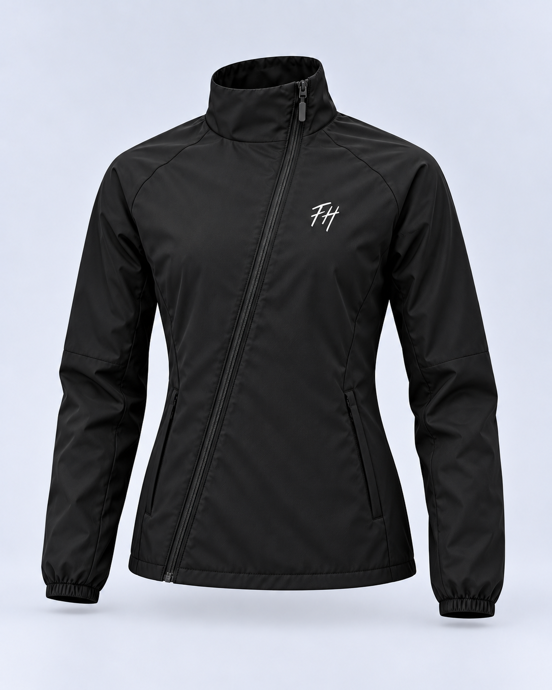 Chaqueta negra femenina FH con cierre diagonal