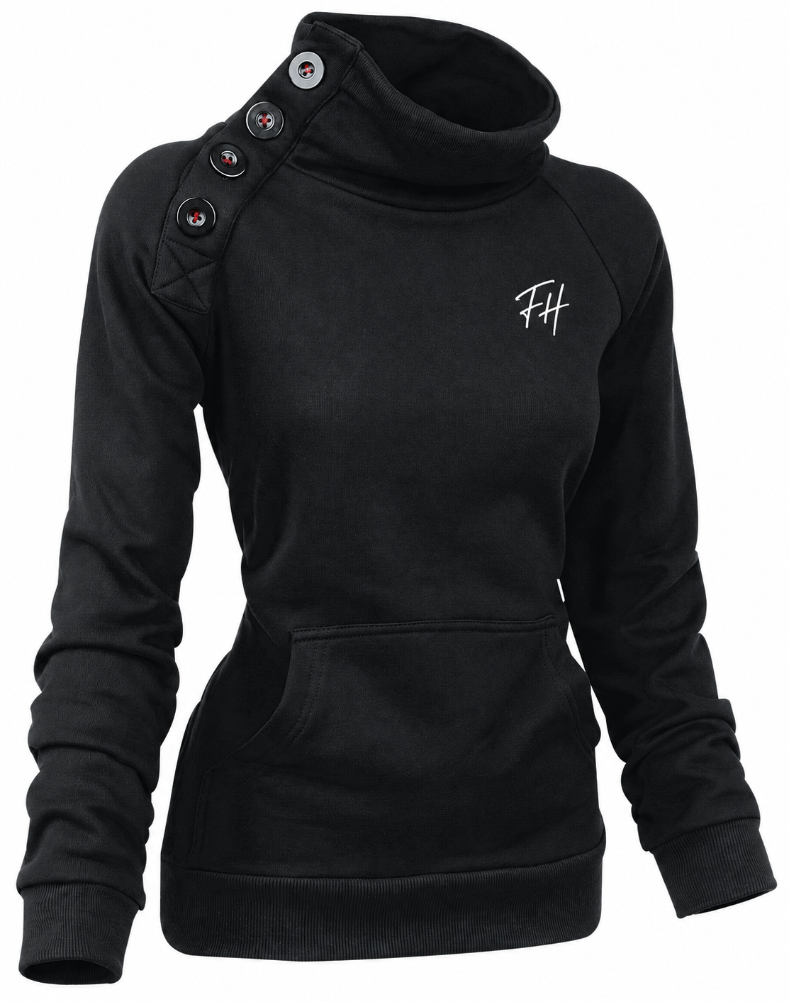 Sudadera negra de mujer FH con botones laterales